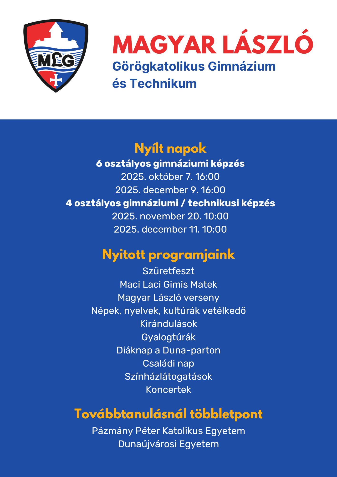 Programjaink - 2025/2026-os tanév, I. félév